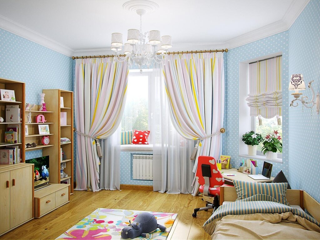 Children's room with two windows