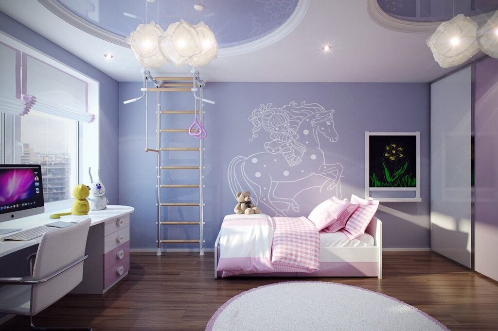 Children's room in purple tones