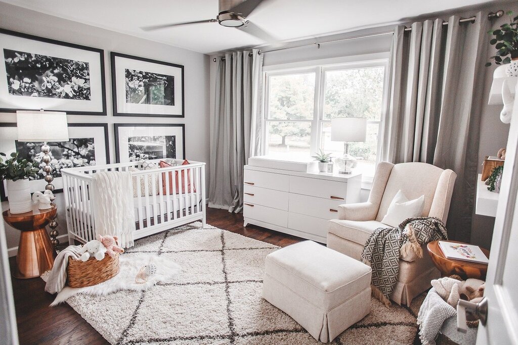 A children's room in neutral tones