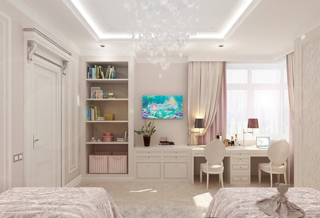 A children's room in pastel colors