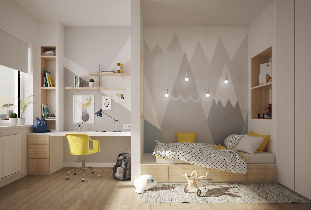 Children's room in Scandinavian style for two 28 фото