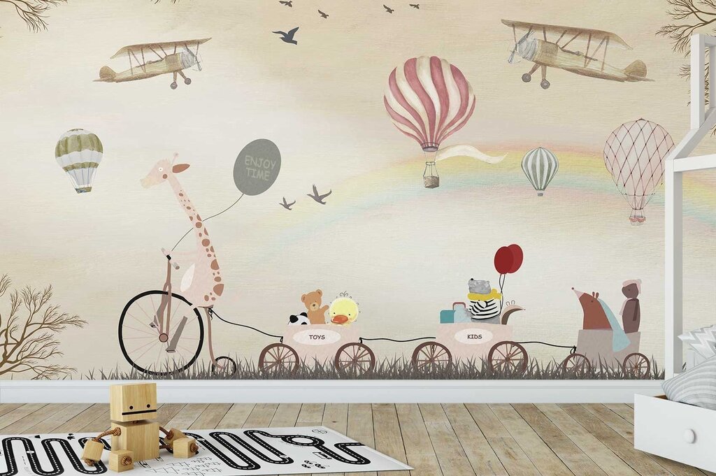 Children's wallpaper with hot air balloons 10 фото