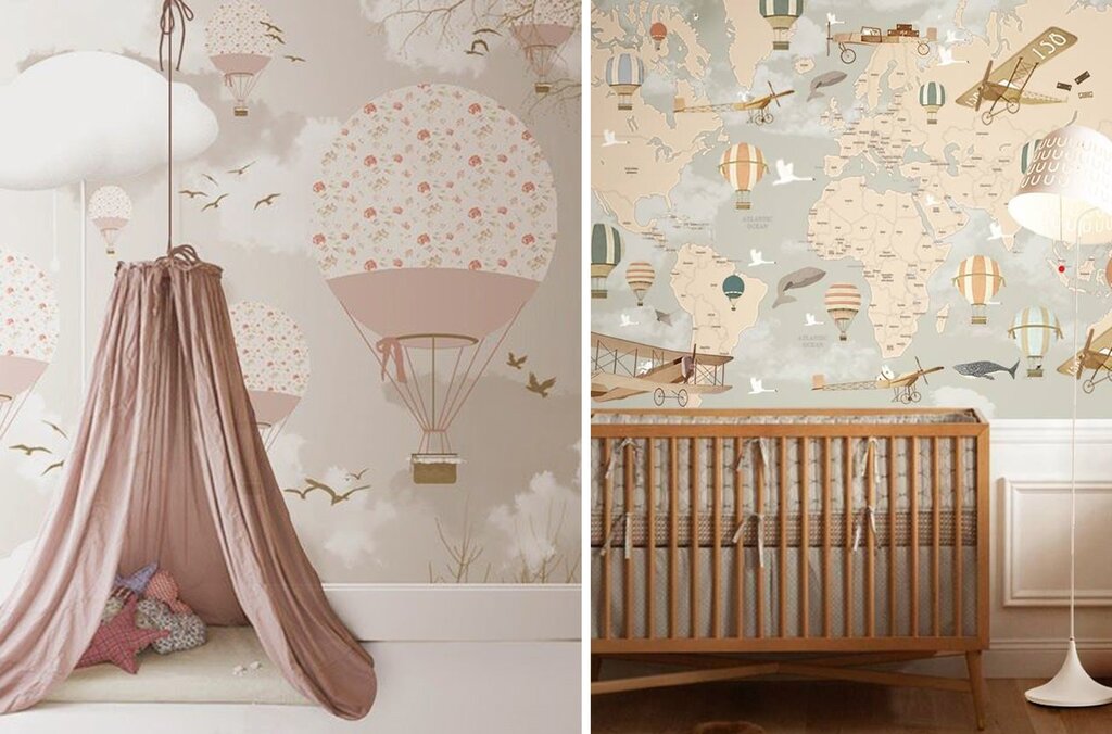 Children's wallpaper with balloons