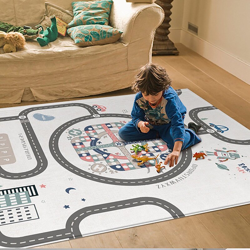 Children's rug with a road