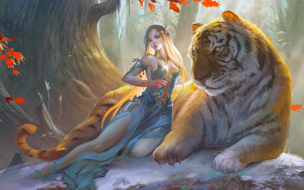 Girl and tiger pictures