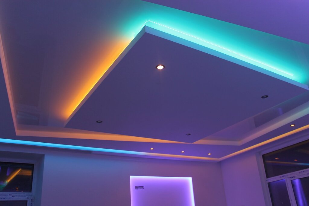 LED strip under a stretch ceiling