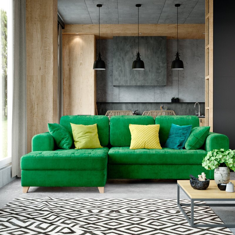 Emerald-colored sofa