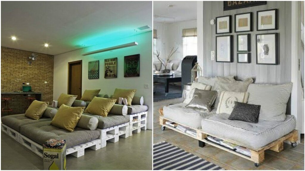 Sofa bed made of pallets