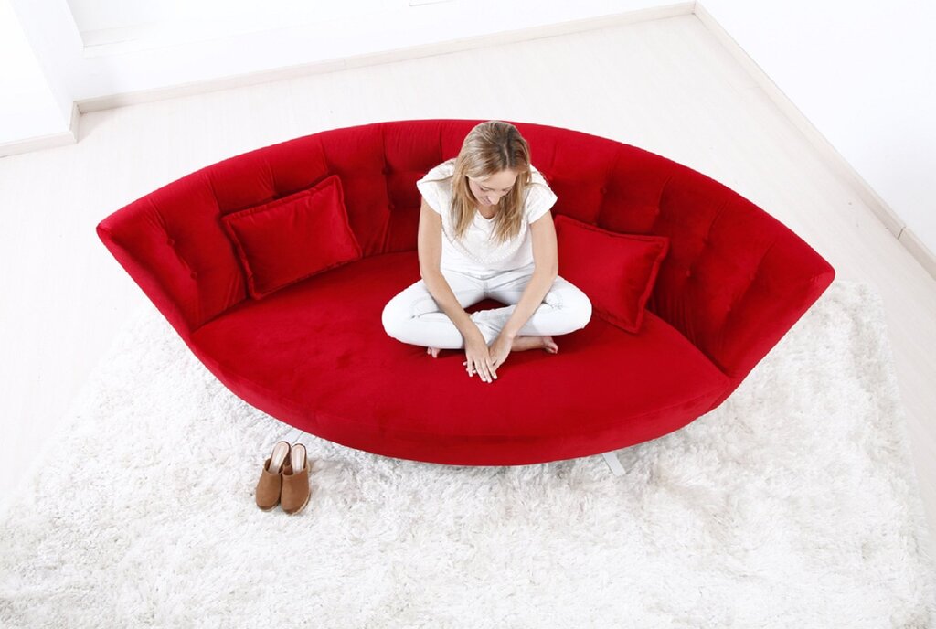 A semi-circular folding sofa