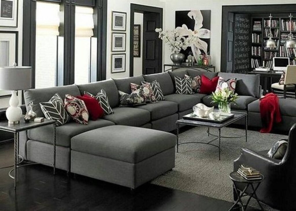 Gray sofa in the interior