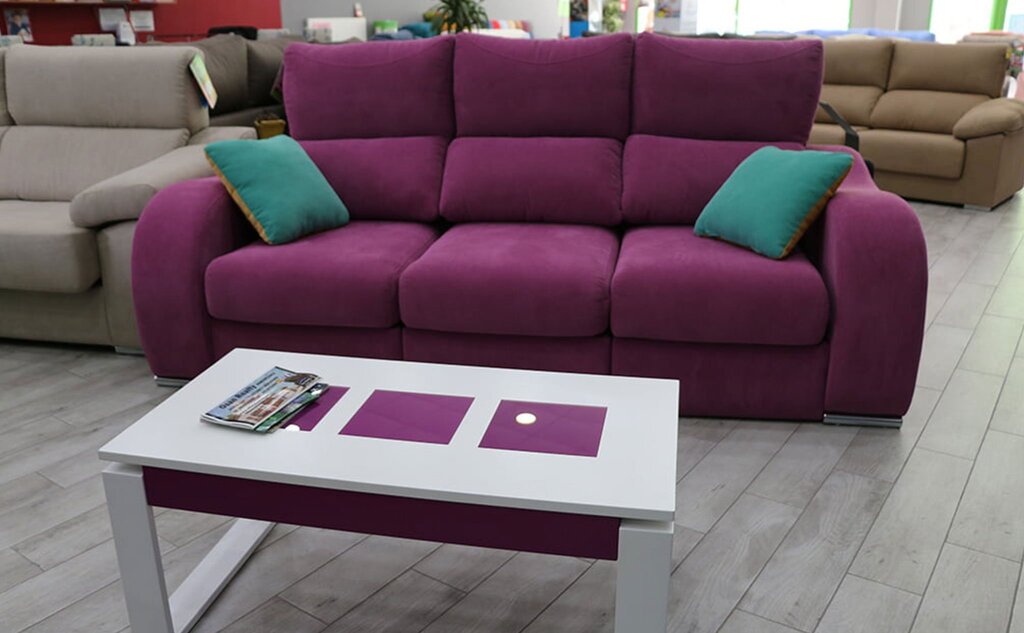 Fuchsia-colored sofa