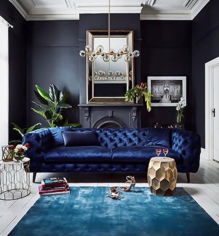 Indigo-colored sofa