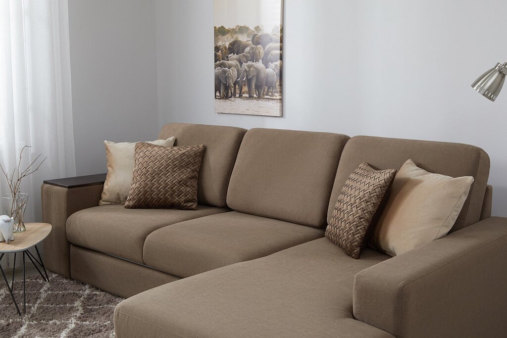 A cappuccino-colored sofa in the interior