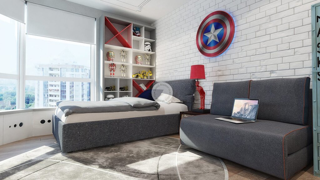 A sofa for a teenage boy's room