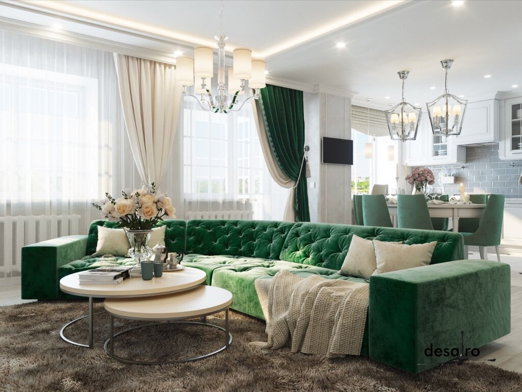 Green-colored sofa