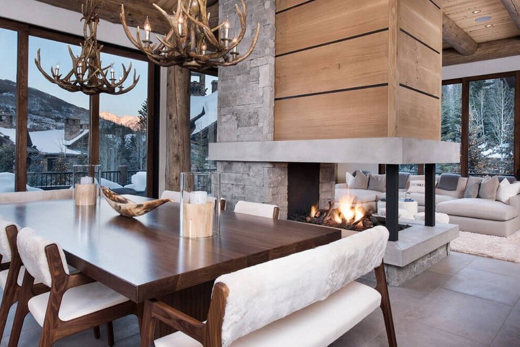 Interior design in chalet style