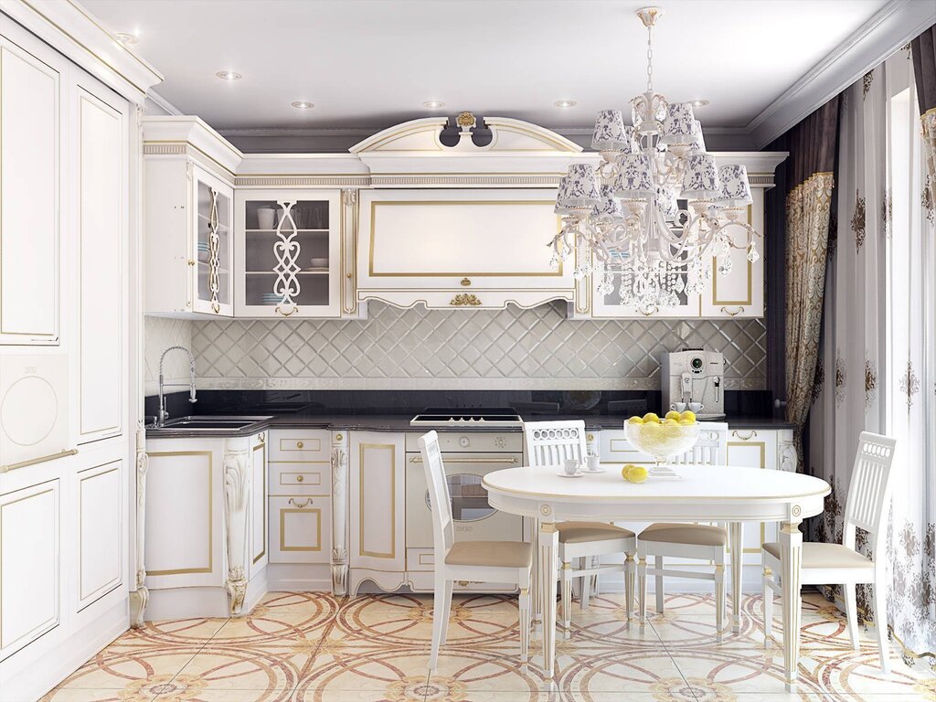 Classic kitchen design in light tones