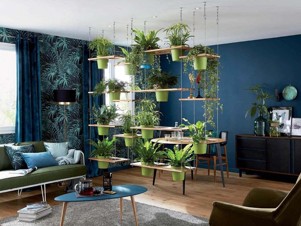 Room design with plants