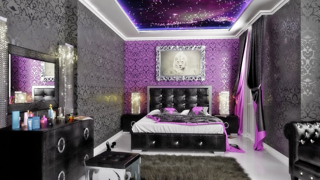 Design of the room in purple tones