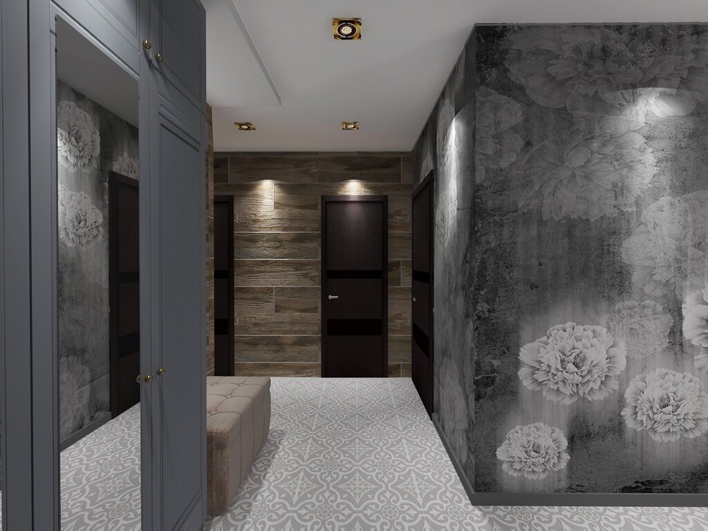 Design of the corridor in gray tones