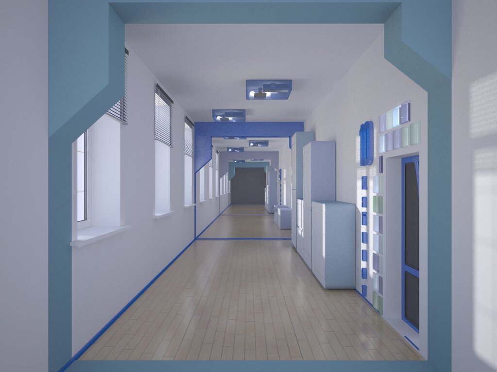 The design of the school hallway