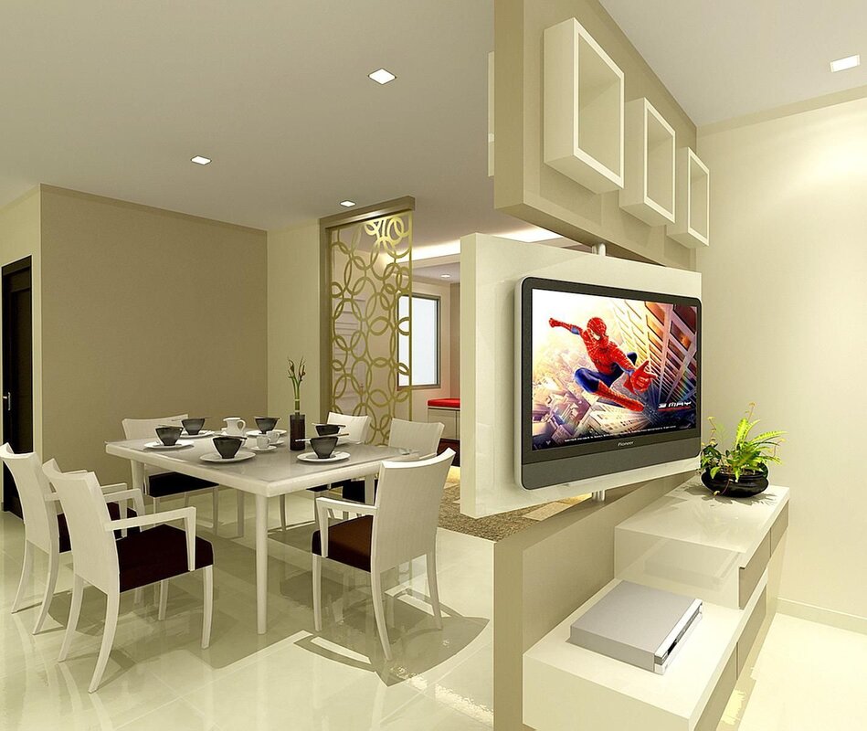 Kitchen design with a TV