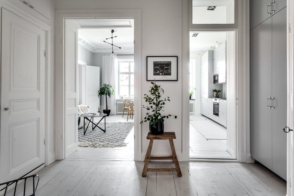 Apartment design with white doors