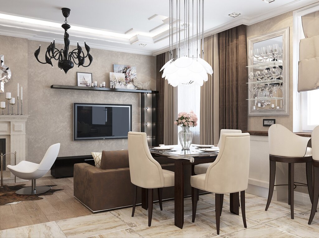 Apartment design in fusion style