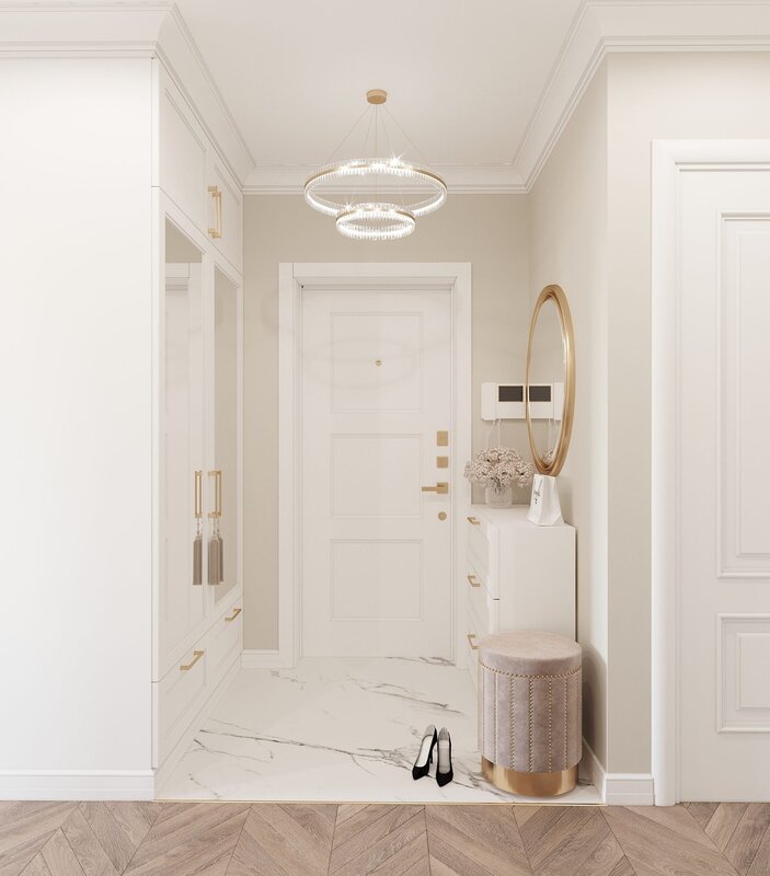 Design of the hallway in light tones