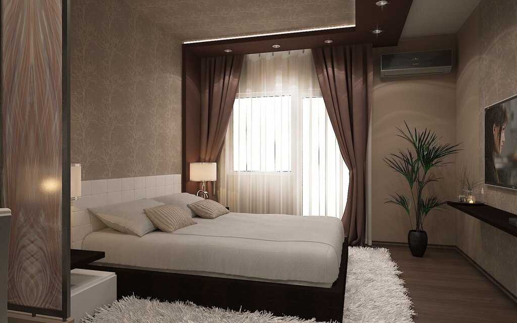 The design of a rectangular bedroom