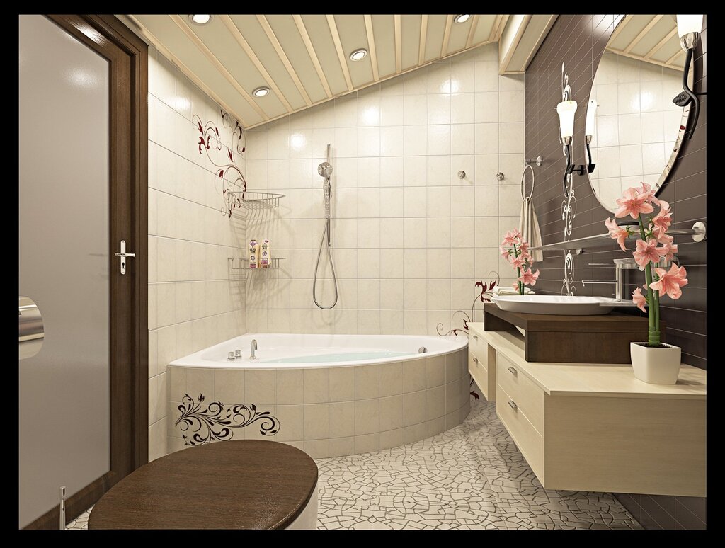 Design with a corner bathtub