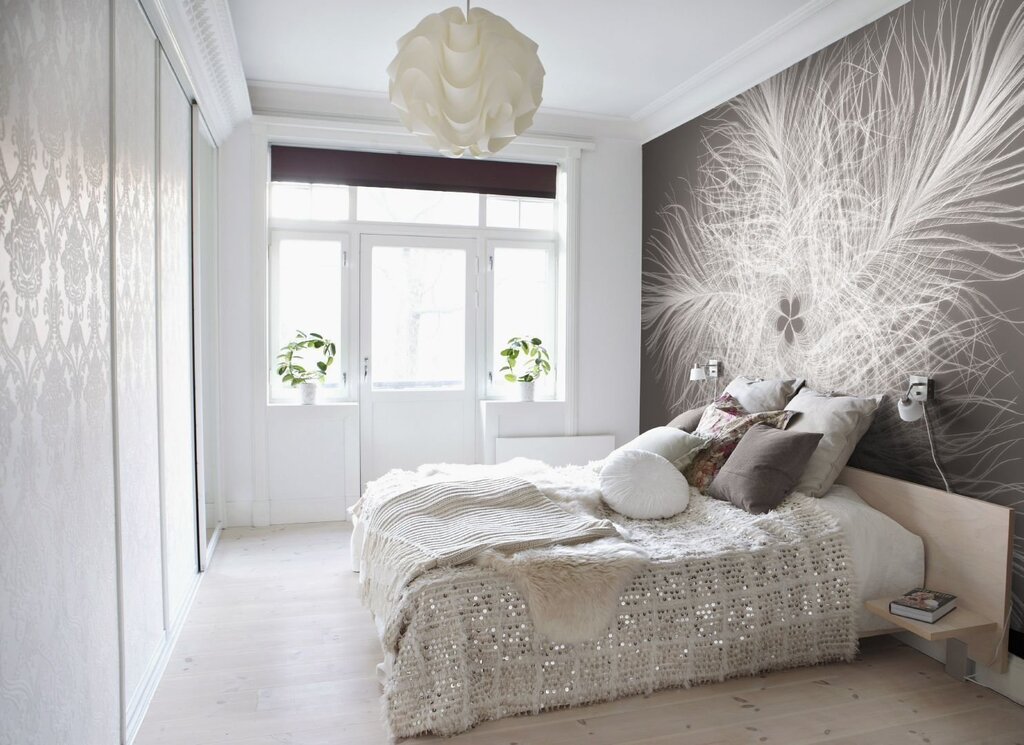 Bedroom design with photo wallpaper