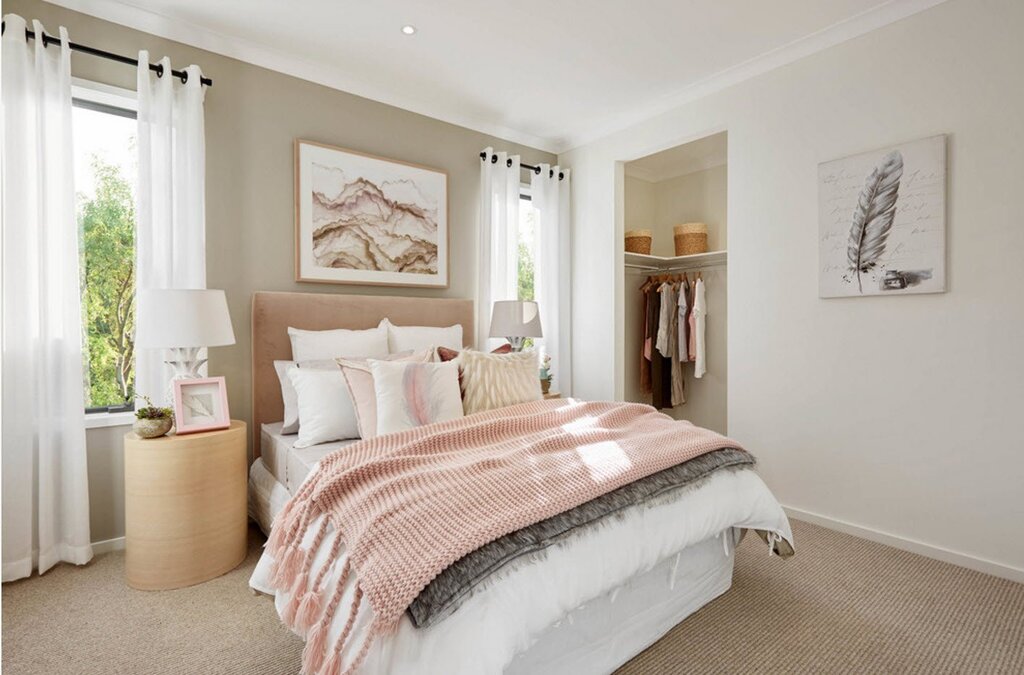 Bedroom design in beige tones