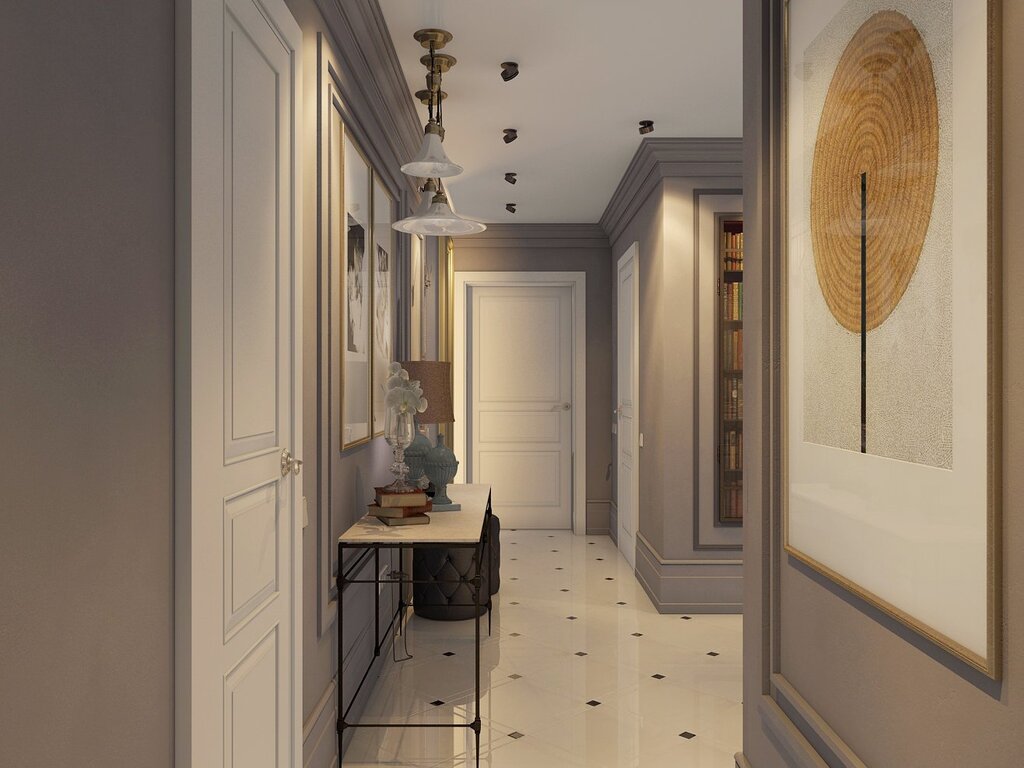 Design of a narrow hallway in an apartment 18 фото