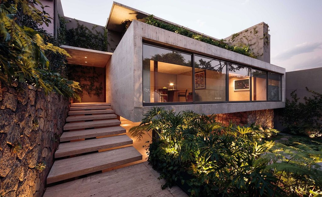 A house made of concrete and wood