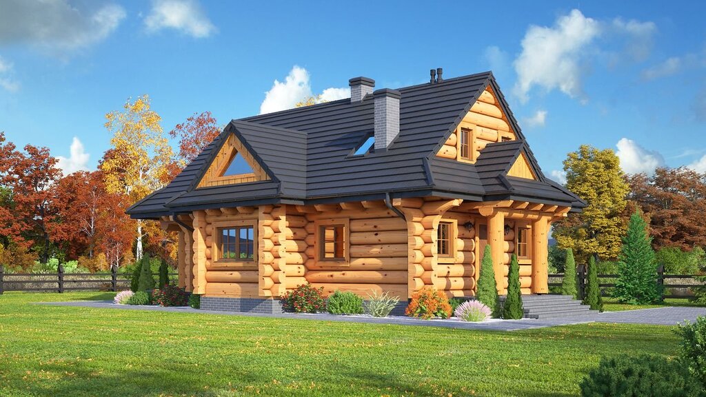 A log house with an attic