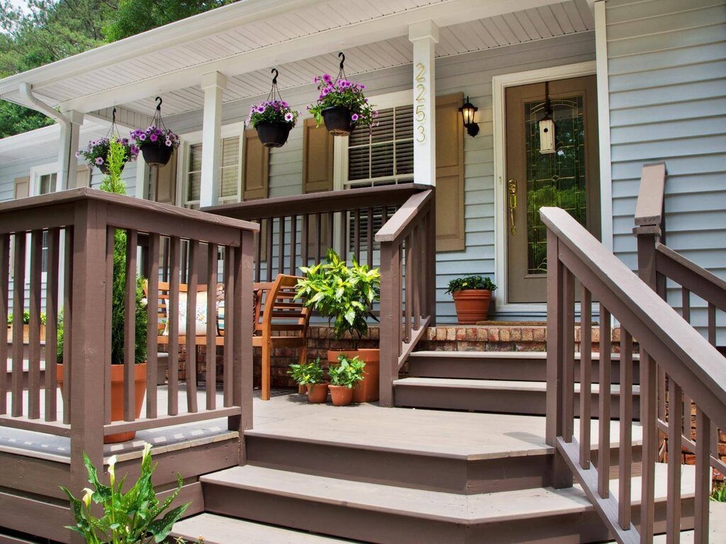 House with an open veranda and porch