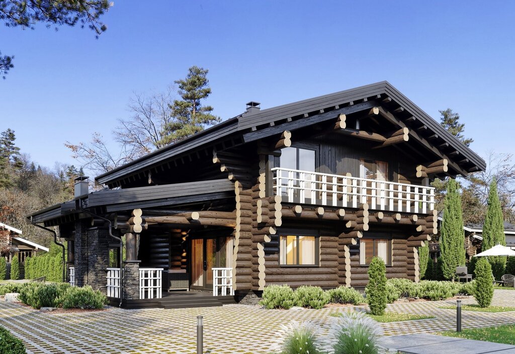 Chalet house made of rounded logs