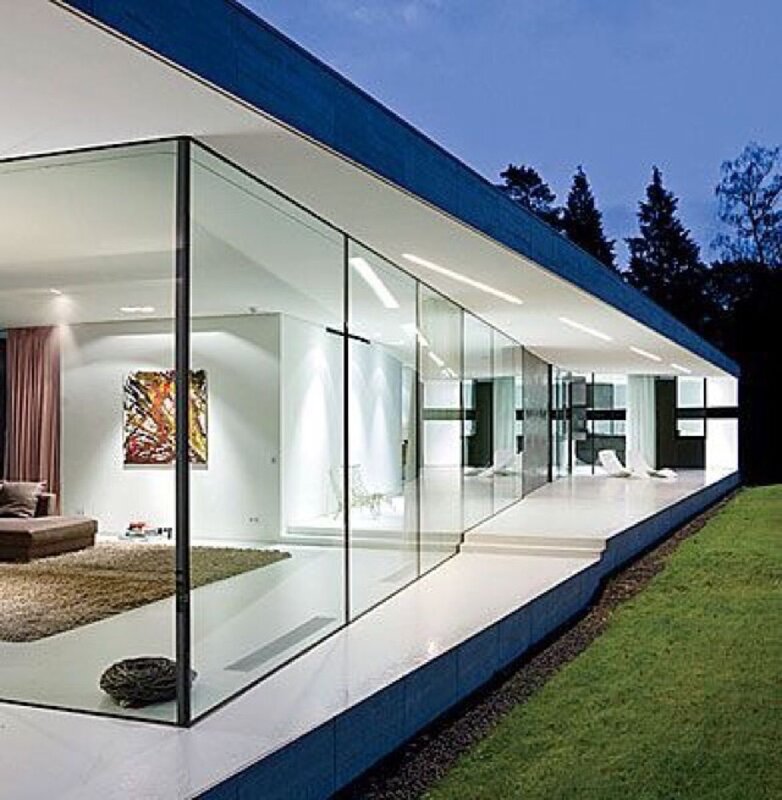 House with a glass facade