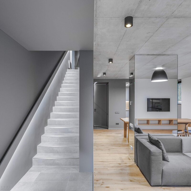 The house in gray tones inside