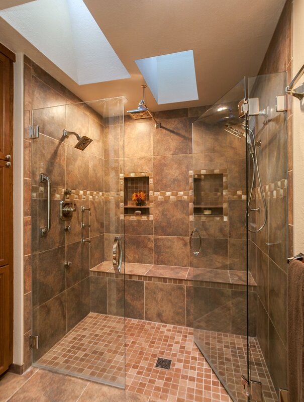 A tiled shower