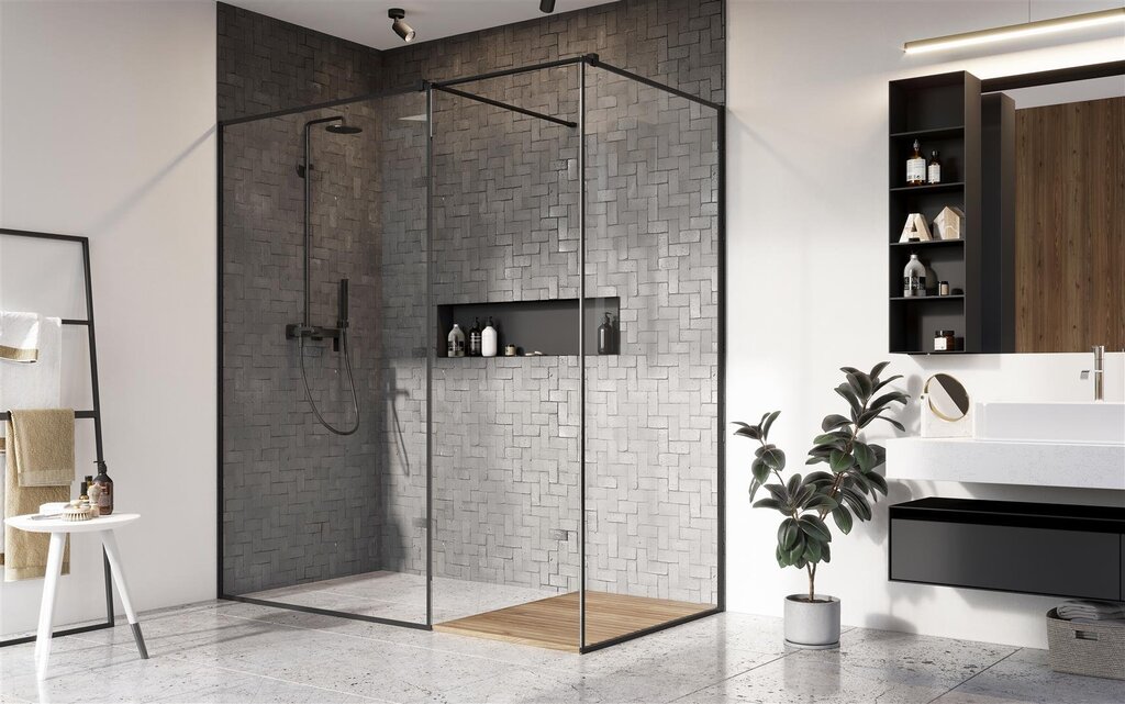 Shower cabin made of porcelain stoneware