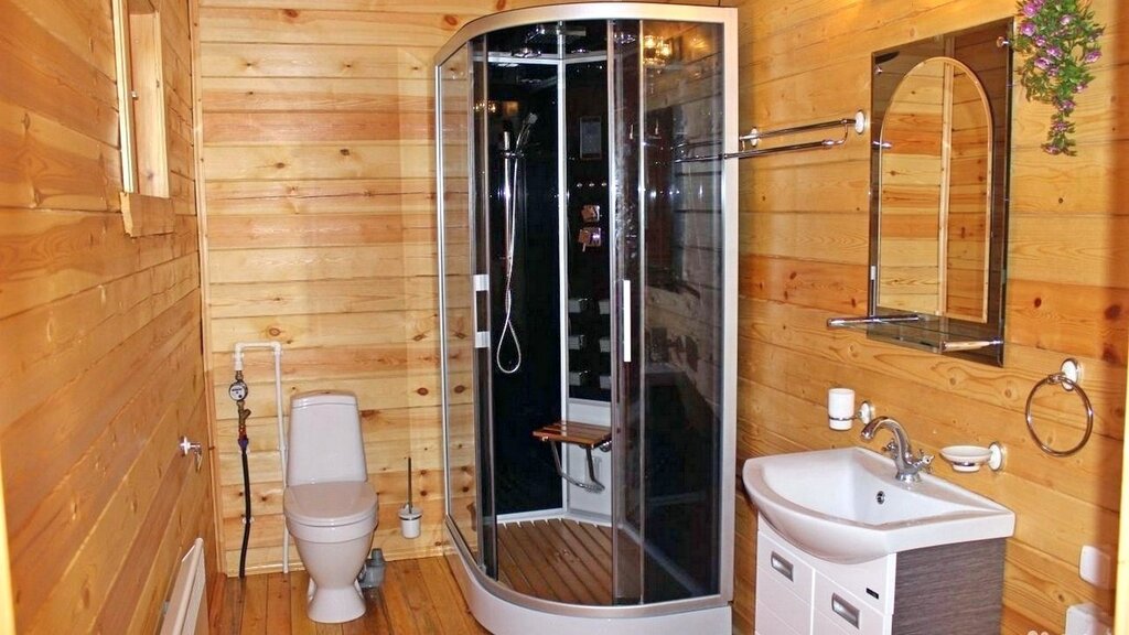 A shower cabin in the country house