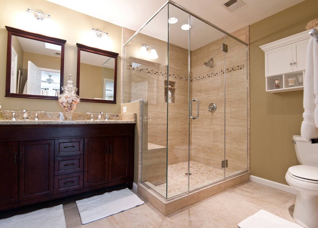 Shower cabin in the floor