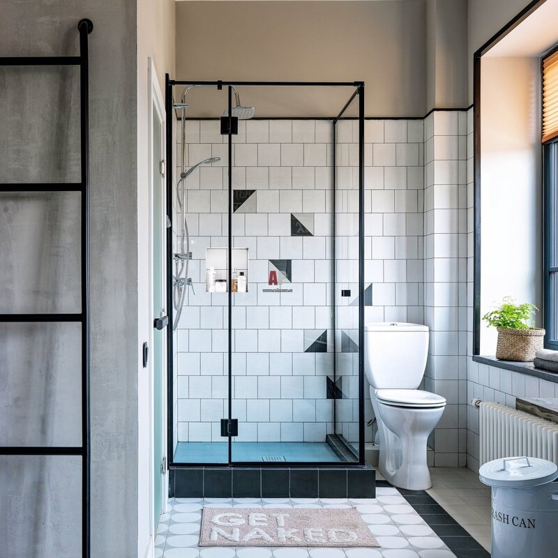 A shower room in Scandinavian style