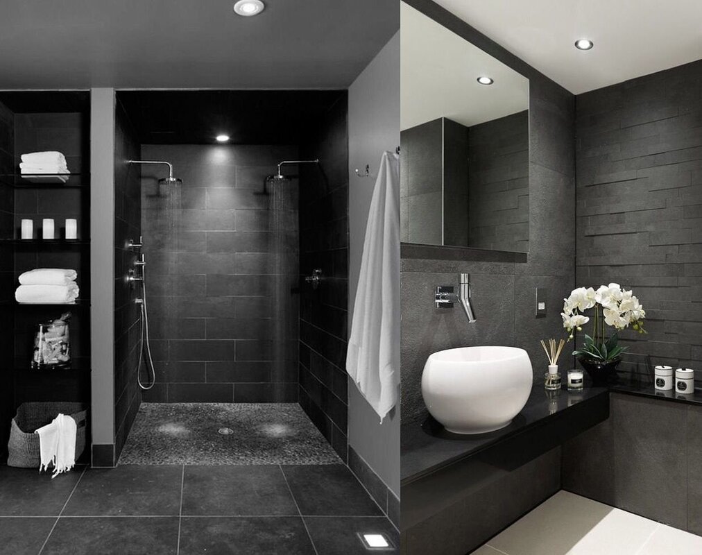 A shower in dark tones