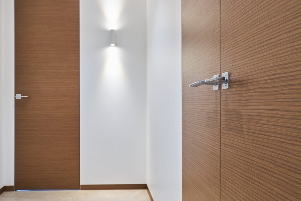 A door with concealed trim