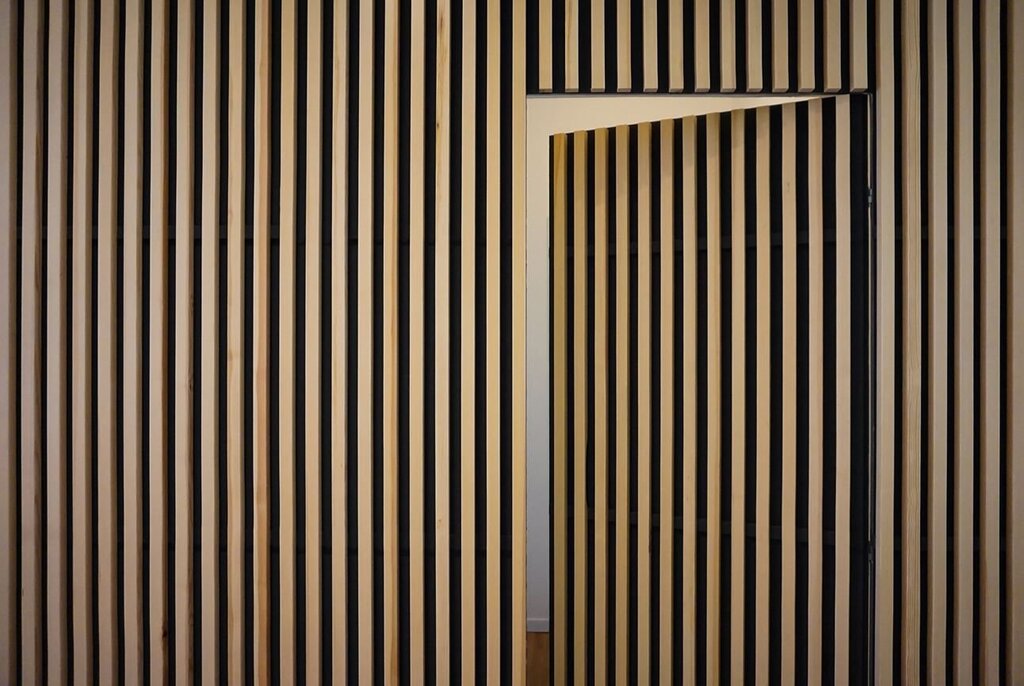 Louvered wooden door