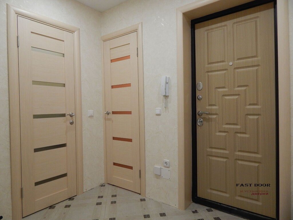 Whitewashed oak doors in the interior