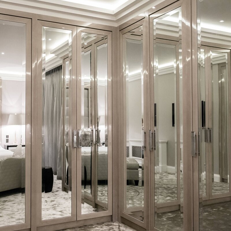 Sliding doors with a mirror